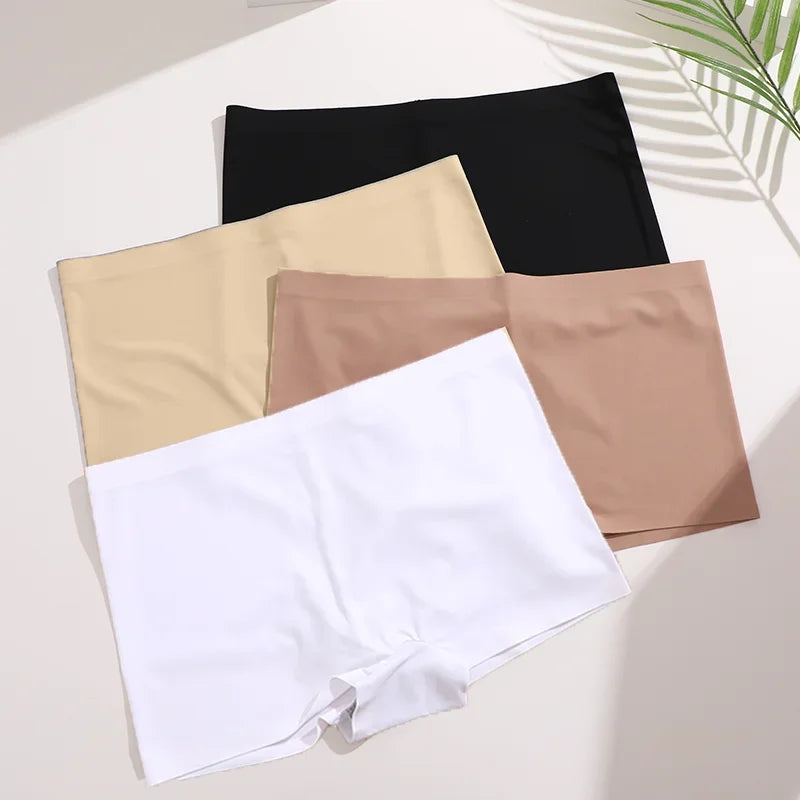 4Pcs/Set Women's Seamless Sports Boxer Panties Underwear Female Solid Color Comfortable Briefs Lingerie Intimate Underpant S-XL