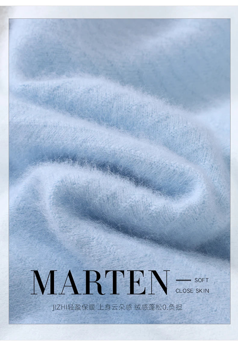 Autumn and winter mink cashmere knitted sweater Women's fashionable simple semi-high-neck sweater for women Soft comfortable top