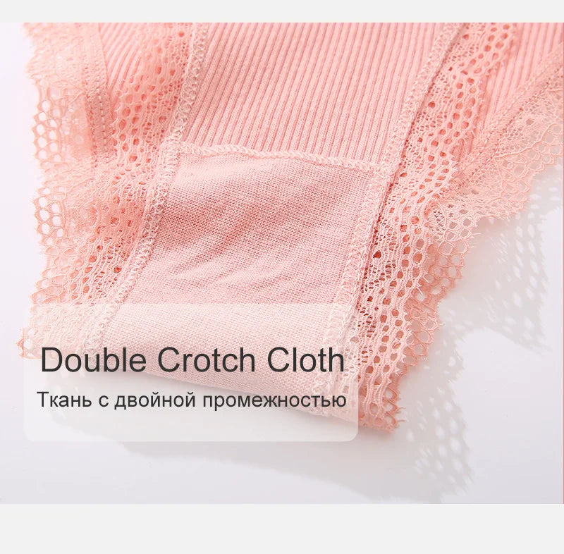 FINETOO Women's Cotton Panties 3Pcs/set Lace Briefs S-XL Comfortable Underwear Ladies Cotton Underpants Soft Panty Intimates New