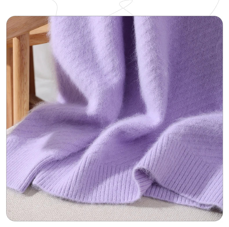Autumn and winter mink cashmere knitted sweater Women's fashionable simple semi-high-neck sweater for women Soft comfortable top