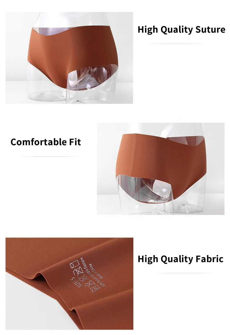 Women's Seamless Quick-Dry Breathable Antibacterial Ice Silk Nylon Knit Panties, Ladies Invisible Underwear Briefs Intimates