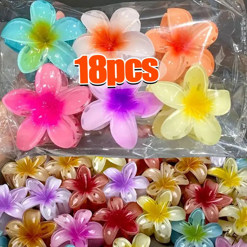 18Pcs Egg Flower Hair Clips Gradient Candy Color Flowers Suitable for Daily Use Backcombed Ponytail Shark Clip Hair Accessories