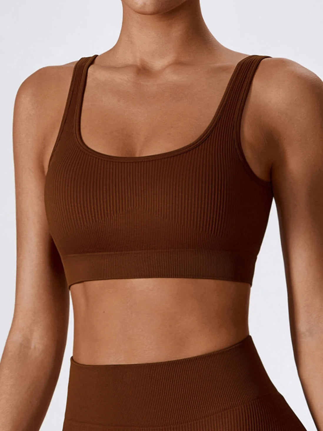 Women'S Ribbed Seamless Sports Bralettes,  High Stretch Knit Fabric, Solid Color, with Removable Pads for All Seasons