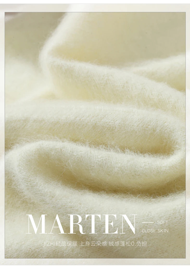 Autumn and winter mink cashmere knitted sweater Women's fashionable simple semi-high-neck sweater for women Soft comfortable top