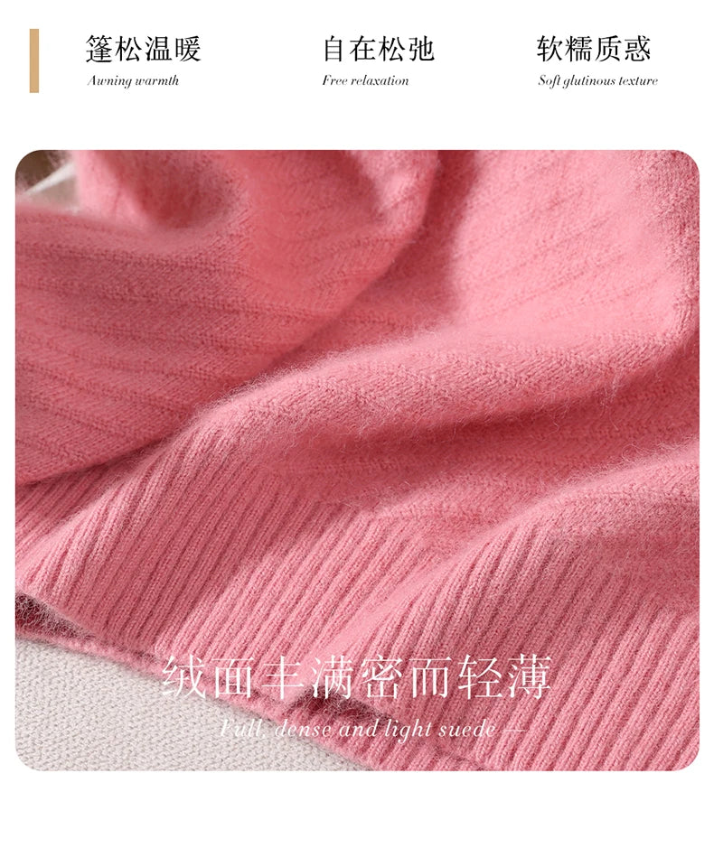 Autumn and winter mink cashmere knitted sweater Women's fashionable simple semi-high-neck sweater for women Soft comfortable top