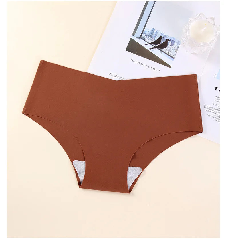 Women's Seamless Quick-Dry Breathable Antibacterial Ice Silk Nylon Knit Panties, Ladies Invisible Underwear Briefs Intimates