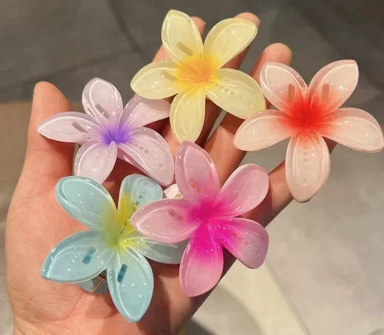 18Pcs Egg Flower Hair Clips Gradient Candy Color Flowers Suitable for Daily Use Backcombed Ponytail Shark Clip Hair Accessories