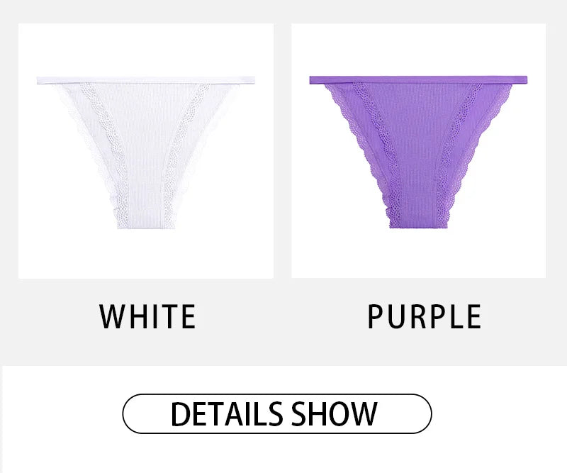 FINETOO Women's Cotton Panties 3Pcs/set Lace Briefs S-XL Comfortable Underwear Ladies Cotton Underpants Soft Panty Intimates New