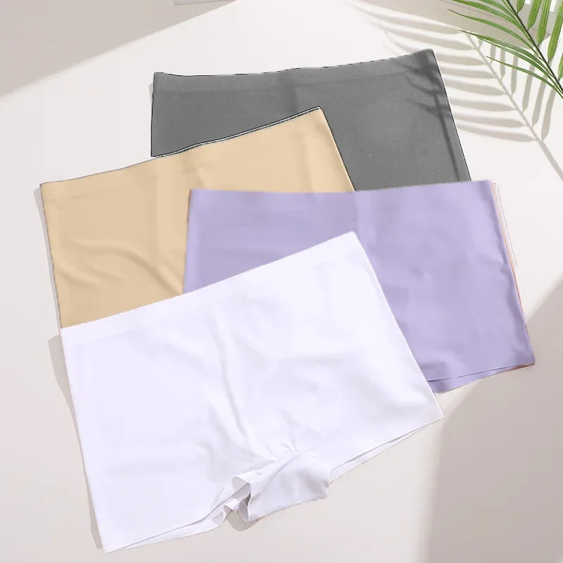 4Pcs/Set Women's Seamless Sports Boxer Panties Underwear Female Solid Color Comfortable Briefs Lingerie Intimate Underpant S-XL