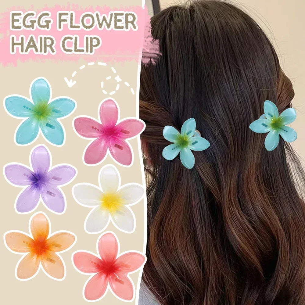 18Pcs Egg Flower Hair Clips Gradient Candy Color Flowers Suitable for Daily Use Backcombed Ponytail Shark Clip Hair Accessories